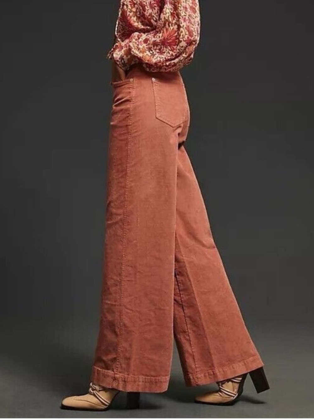 Anthropologie Rust Wide-Leg Corduroy Pants